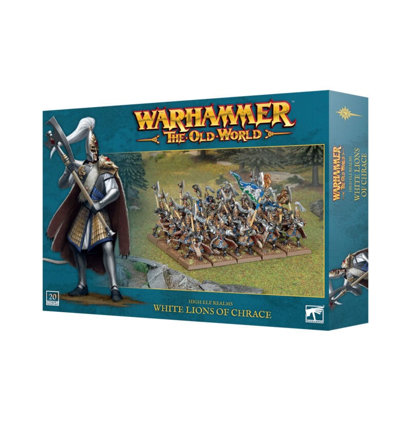 White Lions of Chrace box set for Warhammer showcases vibrant miniatures and rich fantasy lore.