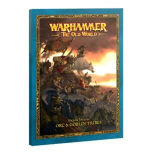 Dynamic cover of Orc and Goblin Tribes, vibrant Warhammer adventure featuring fierce Orcs and cunning Goblins.