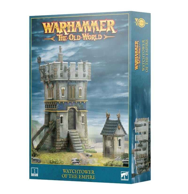 Intricate Watchtower of the Empire model kit for Warhammer, ideal for gaming enthusiasts.