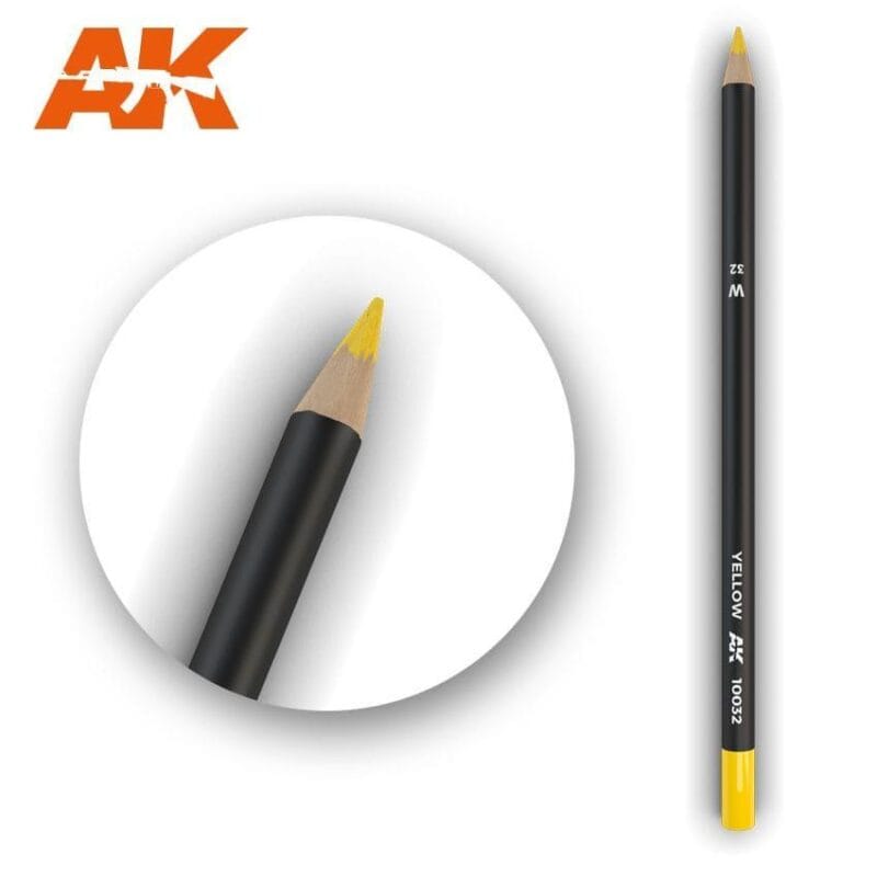 Sleek AK yellow color pencil with vibrant tip, perfect for artistic creativity and precision.
