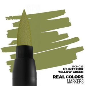 Sleek US Interior Yellow Green marker with dynamic brushstroke backdrop for creative artistry.