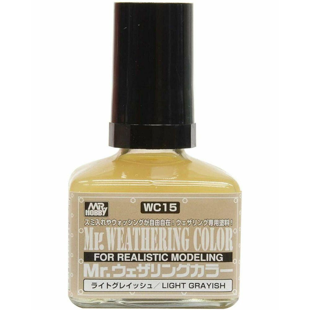 Light gray modeling paint for detailed weathering effects in model building projects.