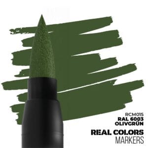 Olive green brush marker showcasing fluid strokes, ideal for artistic expression and creativity.