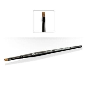 Sleek black precision brush with flat tip, ideal for detailed artistic and makeup applications.