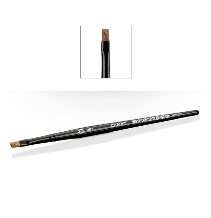 Sleek black precision brush with flat tip, ideal for detailed artistic and makeup applications.