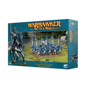 Elite Dragon Princes of Caledor miniatures set in vibrant Warhammer-themed packaging.