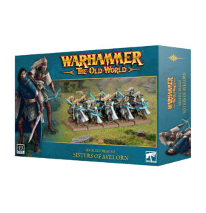 Vibrant Sisters of Athelorn box art for Warhammer: The Old World showcases elite archers in action.