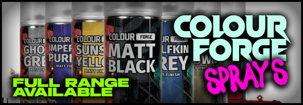 Vibrant Colour Forge spray paint cans in bold colors for creative projects and artistic expression.
