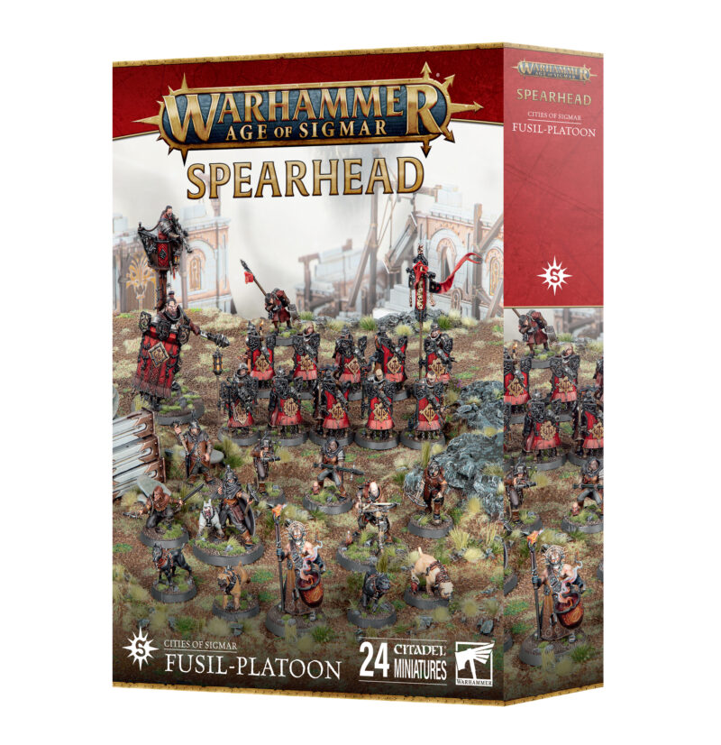 Spearhead expansion for Warhammer: Age of Sigmar features 24 detailed miniatures for tactical gameplay.