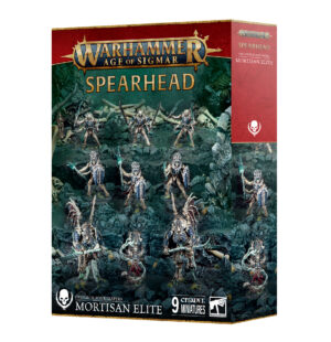 Spearhead Expansion for Age of Sigmar featuring Mortisan Elite miniature figures in battle poses.
