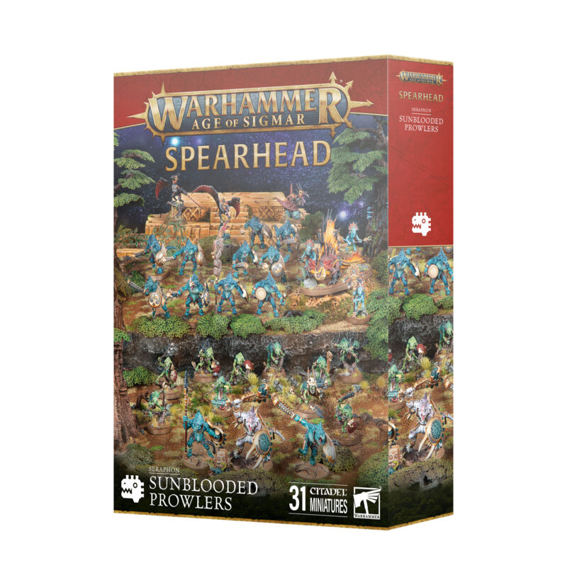 Warhammer: Age of Sigmar Sunblooded Prowlers Box Set with 31 dynamic miniatures for immersive gameplay.