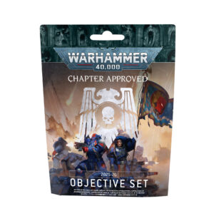 Warhammer 40,000 Chapter Approved Objective Set with detailed miniatures in a dramatic battlefield scene.
