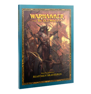 Beastmen Brayherds: Unleashing the Primal Fury book cover featuring a fierce, tribal leader.