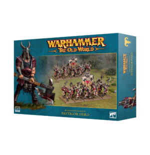 Warhammer: The Old World Bestigor Herd Box featuring fierce miniatures and epic battlefield artwork.