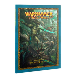 Explore Wood Elf Realms, featuring a dynamic warrior in a vibrant enchanted forest setting.