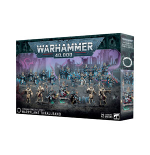 Warpflame Thrallband Miniatures Kit for Warhammer 40,000 features 22 detailed characters for gameplay.